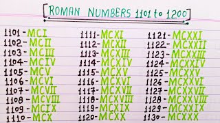 Roman numerals 1101 to 1200 || Roman numbers 1101 to 1200 || Roman ginti 1101 to 1200