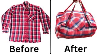 Old Shirt Reuse Idea 👜 no zip No Foam || Convert Old Shirt Into Cloth Storage Bag |