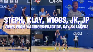 Warriors practice: Steph Curry, Klay (vs Mychel!), Poole, Kuminga (starter), Wiggins, Moody & Kerr