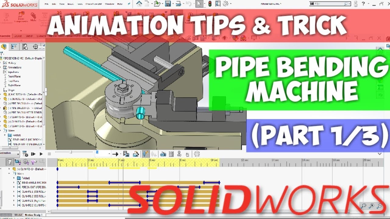 Solidworks Animation Tutorial Pipe Bending Machine Part 1/ 3 - YouTube