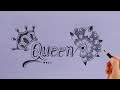 how to make beautiful Queen 👑 drawing | simple drawing of Queen name