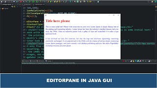 Java GUI Tutorial #64 - Create an EditorPane Using JEditorPane Class In Java GUI Swing