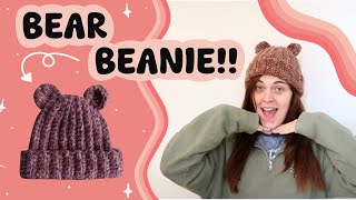 Easy Crochet Bear Beanie Hat! 🐻 Step by Step Tutorial | Beginner Friendly Project! ✨