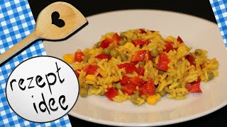 rice salad vegetarian | with curry and vegetables | recipe idea