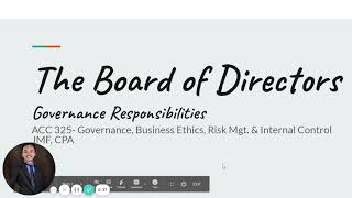 The Board of Directors: Governance Responsibilities