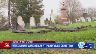 Headstone vandalism at Plainville cemetery