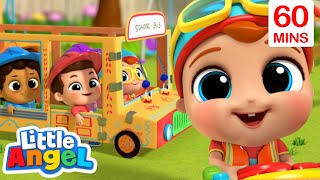 Wheels On The Bus + More - Little Angel | Kids Cartoons & Nursery Rhymes | Moonbug Kids