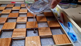 The Best Projects! Floating Chess of Oak and Epoxy Resin with LED