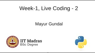 Week-1: Live Coding-2
