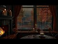 serene autumn rain on window relaxing fall ambience with thunder u0026 crackling fireplace for sleep