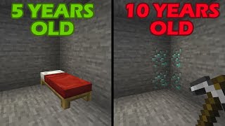 first night in minecraft at different ages