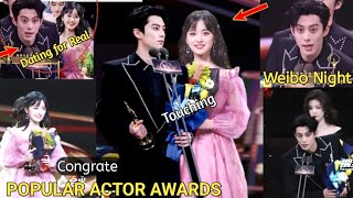 Dylan Wang Win Most Popular Actor Award at the Weibo Night Event and Shen Yue Surprise him on Stage