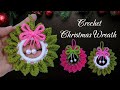 Crochet Christmas Wreath with Leaf Motif || Crochet For Beginners