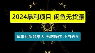 2024暴利项目，闲鱼无货源，每单利润非常大，无脑操作，小白必学