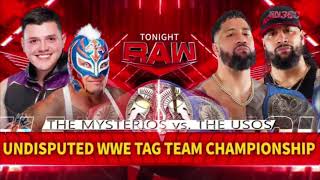 WWE RAW August 1, 2022 The Mysterios vs The Usos Official Match Card