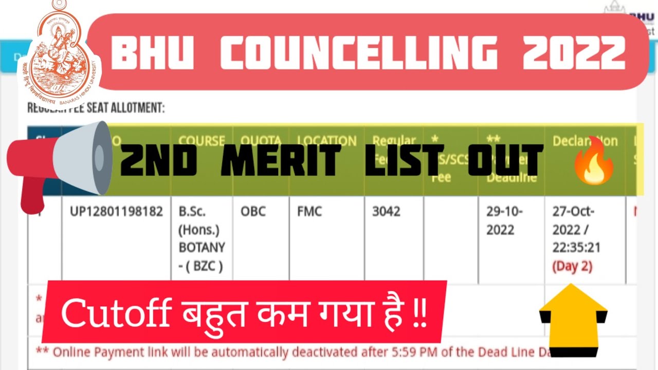 BHU 2nd Merit List & Cutoff Out🔥|| BHU FMC Mil Gya 🕺 || My Unbelievable ...