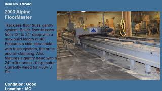 Alpine Floormaster Floor Truss Machine - Item F92461