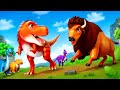 Giant Trex vs Angry Bison: Epic Faceoff - Jurassic World Battles | Crazy Dinos Rescue Mission