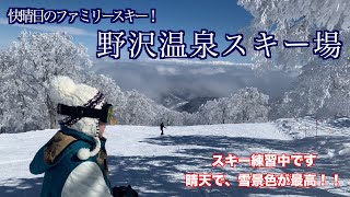 快晴の野沢温泉スキー場で、初ファミリースキーに行きました！