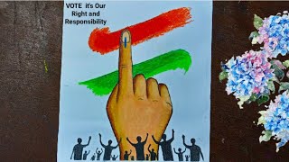 Matdata jagrukta poster/Election drawing/voter awareness drawing with oil pastel
