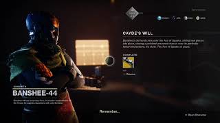 Destiny 2: Cayde's Will - Return to Banshee-44 Dialogue