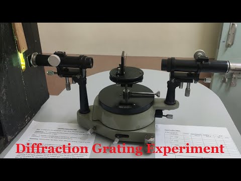 Which source of light is used in diffraction grating experiment?
