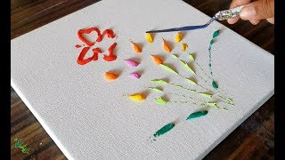 Colorful Flowers & Butterflies / Abstract Painting Demonstration / Easy / Daily Art Therapy/Day #017