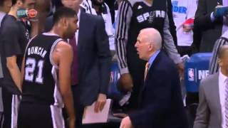 Tim Duncan \u0026 Gregg Popovich Trashtalking to each other Game 4 #NBAPlayoffs