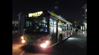 夜の前面展望　川崎市バス　川73系統　川崎駅ラゾーナ広場→上平間