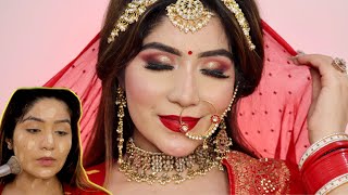 RED Bridal Makeup 💄 | How To Do Bridal Makeup At Home