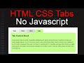How to create Tabs menu using HTML and CSS | HTML tabs no javascript | css3 tabs menu