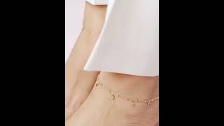 Rose Gold Plated 925 Sterling Silver Charm Anklet