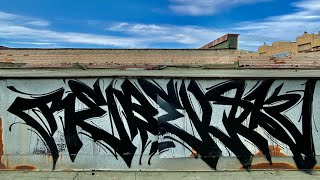 Graffiti bombing. Handstyle tags and pieces. Squeezer and markers. Rebel813 4K 2