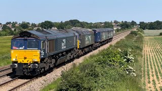 **LAST DRS STOWMARKET WORKING** DRS 66424 and 57002 thud past Heath Road working 8Z57