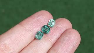 3.05 Ct Emerald Cut Paraiba color Natural 3 Peices Of Green Apatite