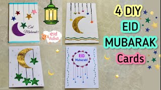 4 DIY EID MUBARAK Card ideas🌙🥰Beautiful EID Cards⭐️Eid ul adha cards & Decorations😍EID Crafts