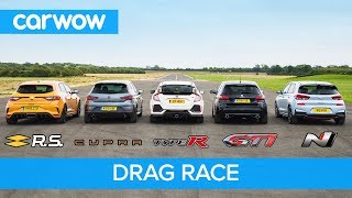 i30N vs Type-R vs Megane RS vs Cupra R vs 308 GTi - DRAG RACE, ROLLING RACE, BRAKE TEST & REVIEW!