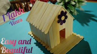 how to make easy popsicle sticks house 🏡/#easycraft / #easy house craft .......