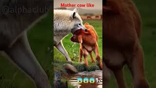 😱😱Wolf attack baby calf mother save him🐄😱😱#cowcartoon #shorts#motherslove #funny 😱