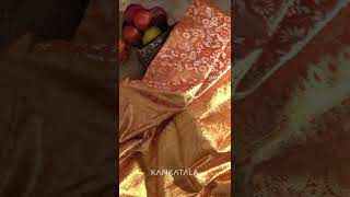 Indian Metallic trend with silk Taranga Kanchi Silk Tissue Brocade Orange Saree