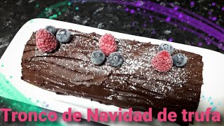 Christmas log, a truffle sponge cake with dark chocolate ganache, very easy and delicious.