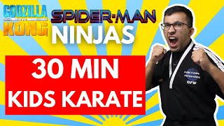 30 Minute Karate Lesson For Kids | Godzilla Ninjas & Spiderman | Dojo Go (Week 56)