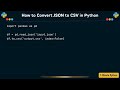 How to Convert JSON to CSV in Python