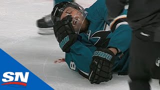 Sharks’ Joe Pavelski Bloodied As Head Hits Ice After Cody Eakin Wipes Him Out
