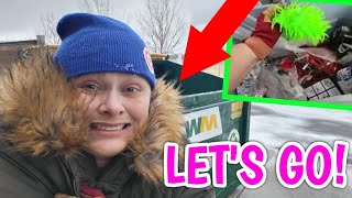 Dollar Store Dumpster Diving In The Snow! Diving In The Middle of The Day! -Frugal Family