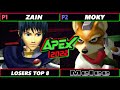 Apex 2022  - Moky (Fox) Vs. Zain (Marth) Smash Melee Tournament