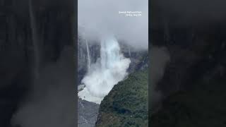 MOMENT a 200 meter high (656 feet) glacier in Chile calving into river #climatechange