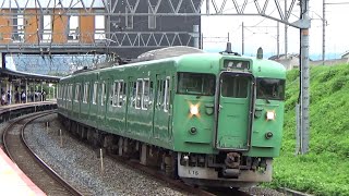 普通幕！東海道本線桂川駅を通過する回送113系8両