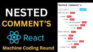 React JS Nested Comments | React JS Interview Question | Machine Coding Round #reactjs #javascript