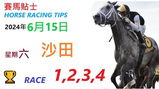HKJC「賽馬貼士」🐴 2024  年 6   月 15   日 沙田 🐴 香港賽馬貼士 HONG KONG HORSE RACING TIPS 🐴 RACE  1  2  3  4